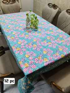 Mantel elegante de algodón 100% con diseño Floral impreso a mano, cubierta de mesa elegante hecha a mano tradicional artesanal - Product Image 2