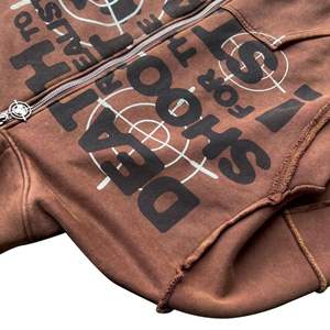 เสื้อฮู้ดผ้าฝ้าย100% แบบมีซิปรูดทรงโอเวอร์ไซส์โลโก้ออกแบบได้ตามต้องการสำหรับฤดูหนาว - Product Image 6