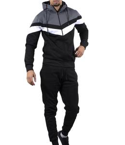 ชุดวอร์มผ้าฟลีซสำหรับผู้ชายดีไซน์แบบมีฮู้ดซิปเต็มตัวกางเกงวอร์มกางเกงวอร์มผ้าคอตตอนโพลีเอสเตอร์พลัสไซส์ - Product Image 1