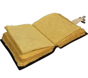 Búho en relieve piedra negra ojo A3 diario hecho a mano cuero Sketchbook Deckle borde espiral papel cuaderno hilo sillín costura - Product Image 3