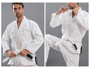 Costume de Judo pour Adultes et Enfants Professionnel BJJ GI en Bleu Blanc Noir-Taille Personnalisée-100% Coton Respirant" - Product Image 4