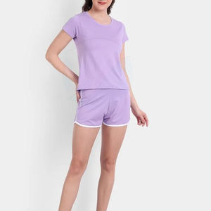 Ensembles pour femmes Tenues deux pièces d'entraînement décontractées T-shirts à manches courtes et shorts Ensembles de survêtement Streetwear 100% coton Service OEM - Product Image 4