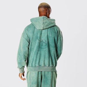 Sudadera con capucha de algodón 100% pesado Vintage para hombre, lavada con ácido larga Sudadera con capucha, forro polar de invierno XS de gran tamaño sólido con patrón estampado - Product Image 5