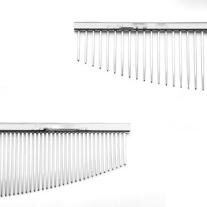 Crescent Coarse Fine Stainless Steel Comb\Professional Custom logo <b>Half</b> <b>Moon</b> Shaped Pet Grooming Combs - Product Image 3