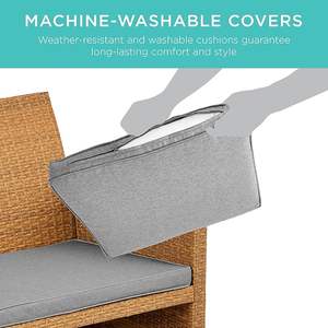 Stylish Outdoor <b>Wicker</b> Sofa Set with Cushions for Garden Terrace and Poolside - Product Image 4