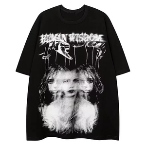 Camiseta de estambre de algodón 100% de manga corta con estampado Digital de logotipo personalizado de moda Hip Hop de verano para hombre - Product Image 5