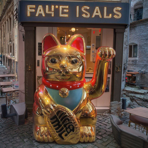 Escultura de gato de la fortuna de la suerte de 2m de altura, estatua de Animal de resina de fibra de vidrio FRP para decoración de entrada de Hotel/CENTRO COMERCIAL - Product Image 4