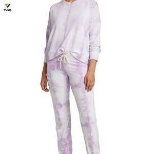 2025 vente en gros de haute qualité à manches longues col rond personnalisé femmes cravate colorant imprimé sweat - Product Image 2