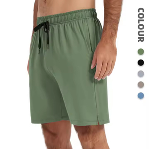 Short de gymnastique pour hommes, basket-ball, séchage rapide, fitness, sport avec poche, respirant, motif solide, toile tricotée, teint uni - Product Image 1