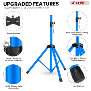 5 Core Speaker Stand <b>Tripod</b> Pair Heavy Duty Adjustable 48 Universal Mount for PA DJ Studio w Bag - Product Image 3
