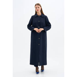 Manteau d'hiver tissé bleu marine coupe classique - Product Image 2