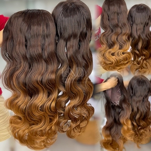 Maravillosas pelucas de pelo vietnamita Hum Color degradado de textura ondulada grande para mujeres negras - Product Image 5