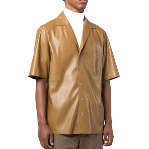 Camisas de cuero holgadas personalizadas Letterman con tejido de punto camisas holgadas con botones camisa de cuero de estilo de moda para niños - Product Image 3