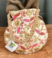 Set Tas Tangan & Dompet Bordir Motif Bunga Lily of the Valley dengan Tali - Ramah Lingkungan, Warna & Bentuk Dapat Disesuaikan, Hadiah Liburan