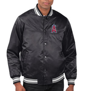 Chaqueta de béisbol Vintage para hombre de High Street, chaqueta personalizada de satén universitario Varsity con broche completo, logotipo de equipo bordado de seda con soporte - Product Image 1