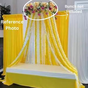 Haldi ceremonia flor guirnalda telón de fondo caléndula jazmín boda india decoración 4 PC amarillo, Blanco cortina conjunto con guirnaldas de flores - Product Image 2