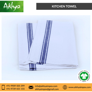 Serviettes de cuisine en coton biologique 100% naturel certifié GOTS, à rayures vintage, douces, durables et absorbantes pour le séchage de la vaisselle et l'usage domestique - Product Image 6