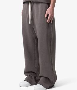 Pantalones de chándal holgados medios para hombre, pantalones de felpa de lana de cintura alta con cierre elástico, estampado de logotipo personalizado, de pierna ancha, de algodón Suelto - Product Image 3