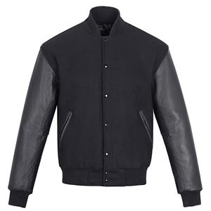 Chaqueta de bombardero de béisbol sin cuello personalizada Letterman Street Wear mangas de cuero Varsity chaqueta de invierno para hombre - Product Image 6