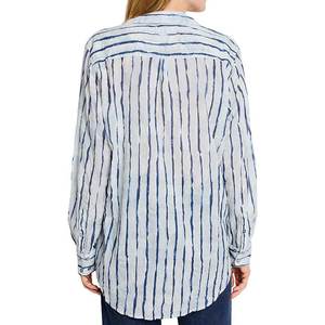 Elegante Blusa Casual de Gasa Transpirable para Mujer, con Volantes, Cómoda, Lisa, 100% Algodón, Cuello Alto, Diseño Sencillo - Product Image 3