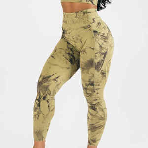 Elastic Waist Yoga <b>Leggings</b> for women high rise seamless workout pants breathable gym tights squat proof stretchy fitness wear - Product Image 2