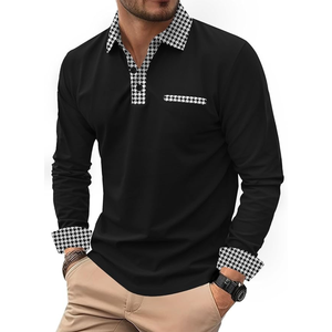 Mens Button for <b>Shirt</b> <b>Long</b> <b>Sleeve</b> Solid Color Block Lightweight Casual <b>Golf</b> Polos Customized OEM ODM Private Label Supplier - Product Image 4