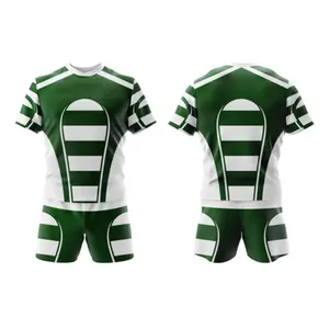 Uniforme de Rugby sublimado para hombre cosido nuevo al por mayor jersey de diseño impreso con pantalones cortos uniforme de Rugby profesional