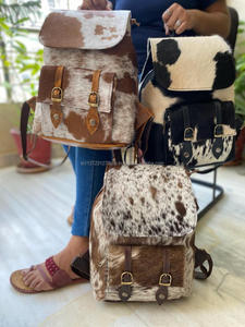 Mochila de cuero de vaca real Mochila de cuero con pelo marrón Mochila multiusos - Product Image 5