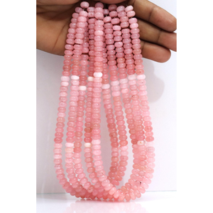 Hermosas Cuentas de Cuarzo Rosa Musgo en Forma de Rondelle, Cuentas de Piedras Preciosas de Cuarzo Rosa Lisas de 7-8 mm, Cuentas de Calidad AAA - Product Image 1