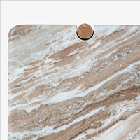 Dessus de dalle de marbre massif de style premium et pieds rectangulaires en bois de manguier audacieux Espace de salon Meubles de maison Table basse