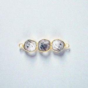 Conector de Cuarzo Herkimer en Bruto de Plata 925 - Bisel Chapado en Oro para Fabricación de Joyería DIY al por Mayor - Product Image 1