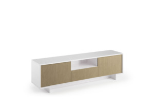 Mueble de TV Moderno de Madera Terraneo con 2 Puertas y Cajón Central para Sala de Estar, Hecho en Italia, Fácil de Instalar - Product Image 1