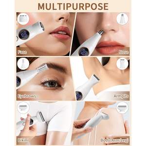Rasoir électrique rechargeable 5-en-1 avec chargement USB, épilateur intime pour le corps, les aisselles, le maillot, les sourcils, le nez, rasoir rotatif pour utilisation en camping-car - Product Image 4