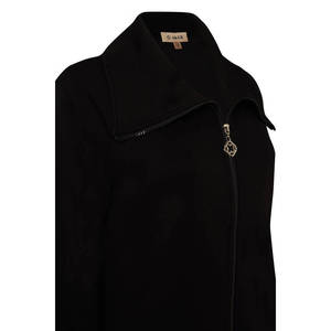 Wool Knitted <b>Zip</b>-<b>Up</b> <b>Cardigan</b> with Button and Print Casual Autumn Winter Style - Product Image 2