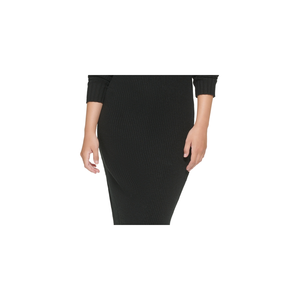 Abito casual da donna Calvin Klein Jeans a maniche lunghe a costine con scollo rotondo, vita naturale e spacco laterale - Product Image 3