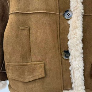 Femme Vintage Chaud Imperméable Peau De Mouton Brute Réversible Veste Écologique Couleur Unie Hiver Parka Col De Fourrure Respirant - Product Image 3