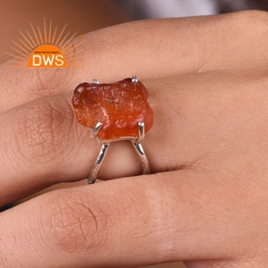 Best Selling Fine Sterling <b>Silver</b> Natural Rough Carnelian Gemstone <b>Cross</b> Design <b>Ring</b> Custom Jewelry Manufacturer - Product Image 2