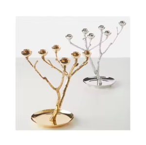 Soportes de velas lujosos dorados y plateados más vendidos con portavelas de Metal superior con flores, vajilla, suministros de iluminación decorativos - Product Image 1