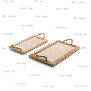 Bandeja de servicio de madera de diseño extremadamente bueno, juego de dos tamaños diferentes, bandeja de vajilla para hotel y hogar a la venta - Product Image 3
