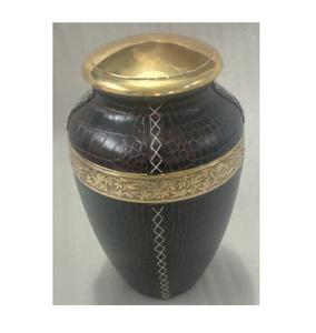 Urne funéraire moderne en aluminium de conception artisanale en cuir brun pour les cendres d'adultes, décoration de table de luxe pour la maison - Product Image 5