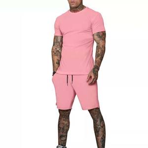 Venta al por mayor de ropa deportiva de verano de los hombres personalizados transpirable algodón poliéster manga corta Camiseta Slim Fit Twin conjuntos con bordado - Product Image 5