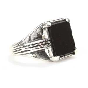 Men's 925 Sterling Silver Rectangular Onyx Stone <b>Ring</b> Bezel Setting Gift - Product Image 3