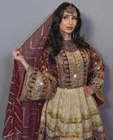 Robe décontractée afghane Kuchi élégante et écologique, ensemble 3 pièces avec un design simple, broderie en dentelle détaillée, vêtements ethniques traditionnels