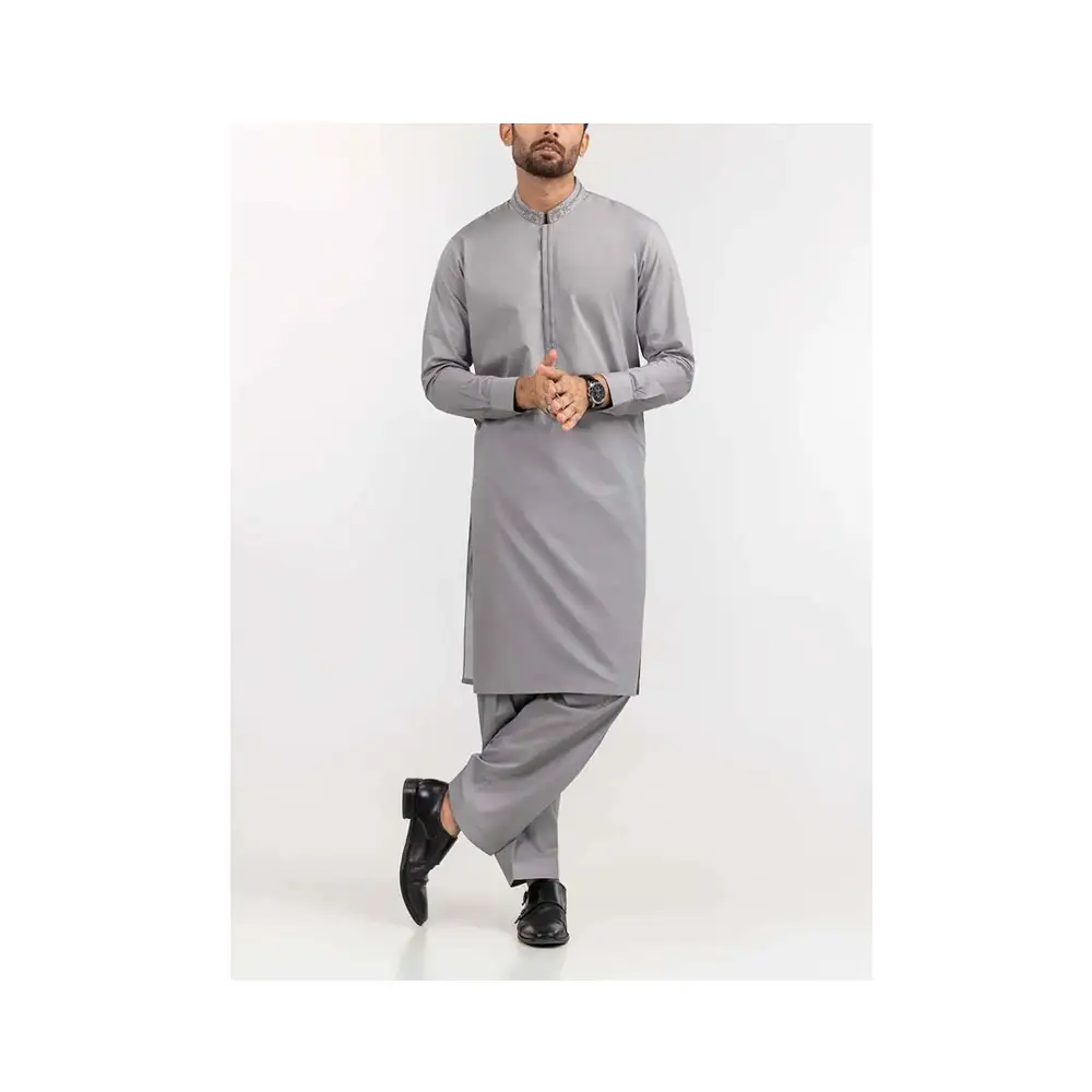 Classical Design Muslim Men Button Opening Afghani dress Basic Cotton Shalwar Kameez Set Fashion Islamic Men Clothing