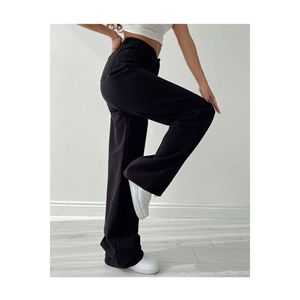 Palazzo nero senza luce vita alta flessibile a gamba larga Jeans Jeans acquista 1 taglia più grande - Product Image 4