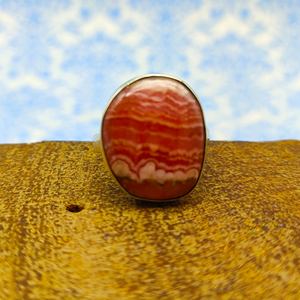 Rodochrosite Gemstone Argent Massif Bohème Artisan Fabriqué Pierre Naturelle Bague en Argent Massif Bague en Pierres Précieuses de Bohème - Product Image 3