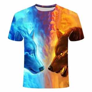 Camiseta de lobo para hombre, camiseta informal de manga corta con estampado 3D de verano a la moda de gran tamaño - Product Image 4