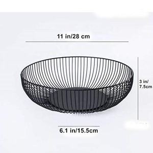 Égouttoir à fruits en fil de fer de couleur noire, panier de rangement de fruits décoratif, bol à fruits ventilé Durable - Product Image 2