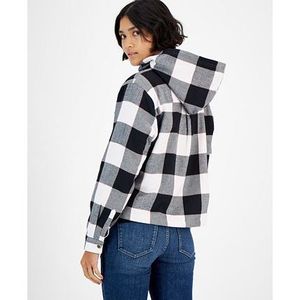 เสื้อแจ็คเก็ตบอมเบอร์ Tommy Jeans รุ่นผู้หญิง แบบกลับด้านได้ ลายสก็อตบุขนแกะ มีฮู้ด สีขาว ไซส์ XL คอปก แขนยาว ความยาวสั้น เหมาะสำหรับฤดูใบไม้ร่วง - Product Image 2