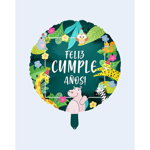 Globos de Fiesta con Diseño de Animales de Feliz Cumpleaños, 45 cm, Bolsa de 12 Unidades - Product Image 1